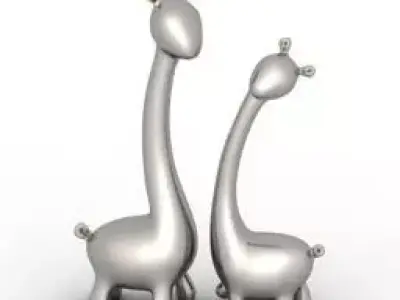Giraffe two silver giraffes Free 3D model