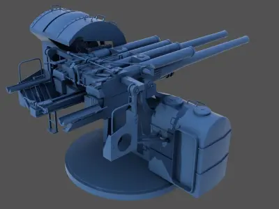Yamato type 89 AA turret - Personal license - 1-100 scale 3D print model