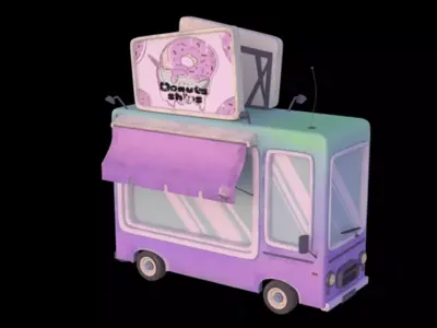 Food Truck Cartoon 3D model