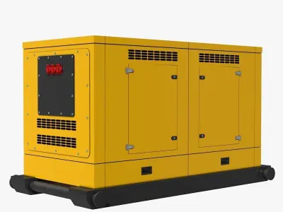 Yellow Industrial Gas Generator 3D model