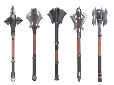 5 Maces pack 3D Model Collection