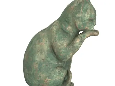 Grooming cat oxydated statue 3D model