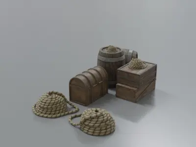 treasure chest Low-poly 3D model 15