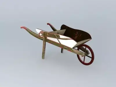 Edwardian Wooden Wheel Barrow Free 3D model