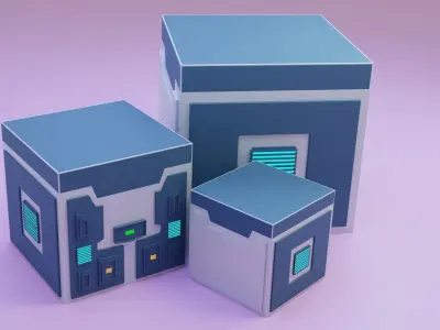 Unwilling the futuristic Sci-fi crate Low-poly 3D model
