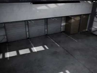 Used Empty Warehouse Interior 8K and 4K Textures Low-poly 3D model