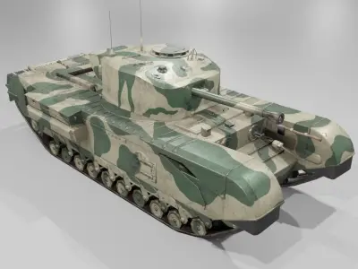 Churchill MK VII Infantry Support Heavy Tank Low-poly 3D model