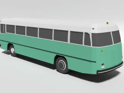Low Poly Cartoon Retro Bus Low-poly 3D model