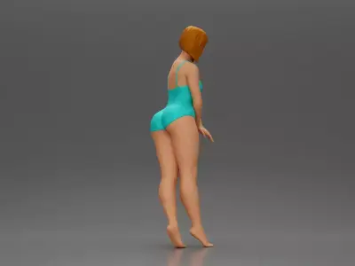 woman in a turquoise swimsuit striking a pose 3D print model
