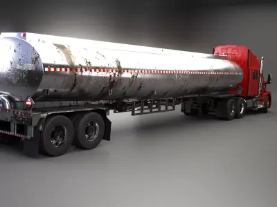 Generic Semi Truck Sleeper with Tanker Trailer USED 3D model