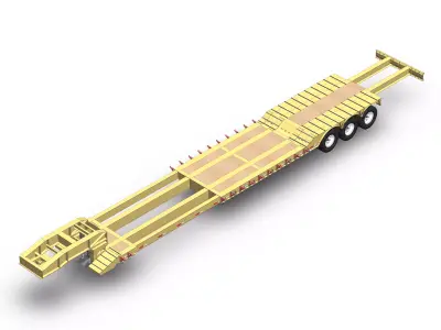 Low bed extensible semi trailer Free 3D model