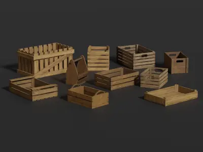 Wooden Crate Small Pack 2 PBR 10 Low-poly 3D model