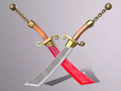 knife 1 two swords Low-poly 3D model