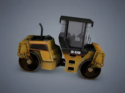 Asphalt Road Roller Low-poly 3D model