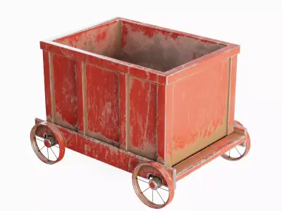 Old Mining Trolley 01 Low-poly 3D model
