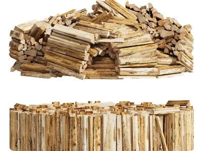 039 Firewood Logs 02 Round Stacks 3D model
