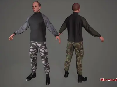 Man Military Style - Rigged  Low-poly 3D model