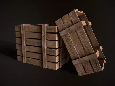 Wooden Crate-3 Low-poly 3D model