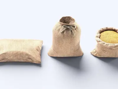 Burlap Sacks Pack Low-poly 3D model