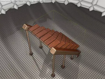 Wood Stairs - Construction Element 16 Low-poly 3D model