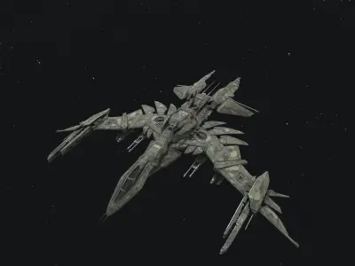 29Frigid-Affection-Fighter spaceship flying in night sky Free 3D model