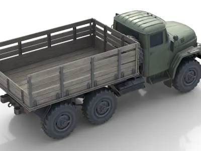 Zil 131 Army Truck Low-poly 3D model