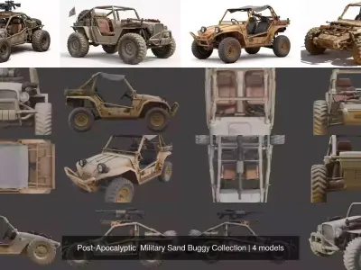 Post-Apocalyptic  Military Sand Buggy Collection 3D Model Pack