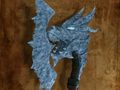 Fantasy Axes of ice and lava Low-poly 3D model