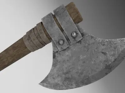 Medieval battle axe 2 Low-poly 3D model