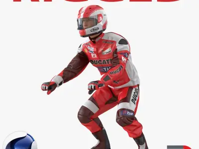 Motorcycle Rider 2 Rigged for Cinema 4D 3D model
