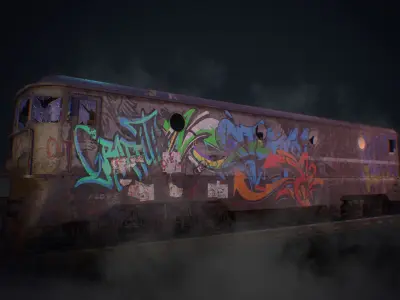 Vandalized Train Low-poly 3D model