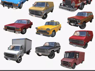 80s NewYork cars 3D Model Pack