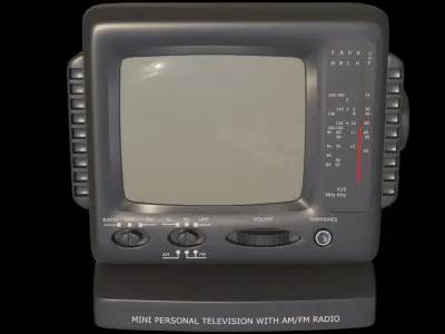 Antique TV Old Mini Personal Television With AM FM Radio Low-poly 3D model