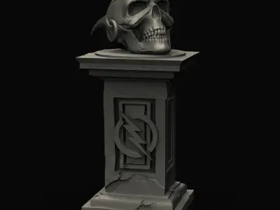 Flash Skull on pedestal Free 3D print model