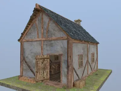  Fahverk medieval house Low-poly 3D model
