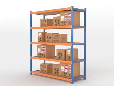 Industrial Warehouse Storage Rack 3D Model  Low-poly 3D model