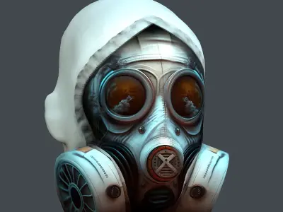 Gas mask helmet 3d model military combat fantasy cyborg Low-poly 3D model order