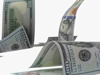 100 United States Multy Falling Notes 3D model