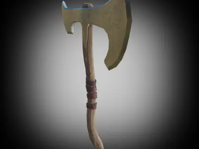 Axe Weapon PBR Low-poly  game ready 3D model Low-poly 3D model