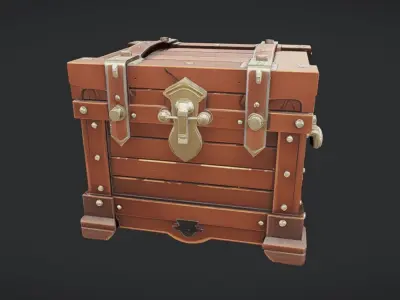 antique wooden treasure chest 3D model