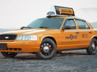 Ford Crown Victoria 2009 yellow NYC Taxi Cab 3D model
