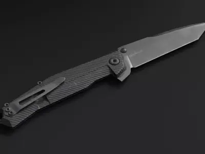 Modern Flip Knife Carbon Fiber Low-poly 3D model