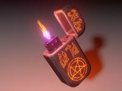 Lighter with pentagram Low-poly 3D model