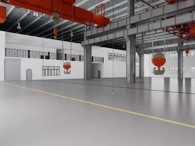 Modern factory - warehouse interior 3D model