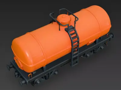 Stylized Cartoon Toy Tanker Orange Train 3d model Low-poly 3D model