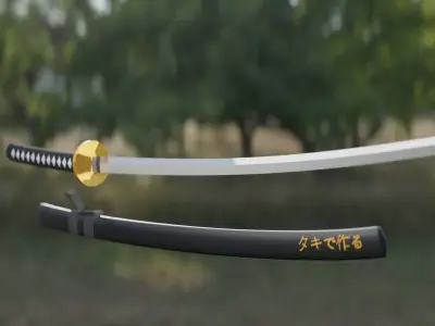 Realistic Samurai Katana Sword - High-Quality 3D Model Free low-poly 3D model