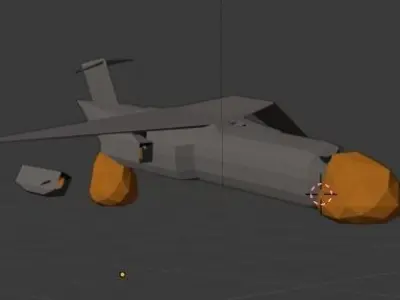Crashed plane Low-poly 3D model