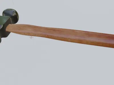 Realistic Hammer 3D model with wooden handle 3D model