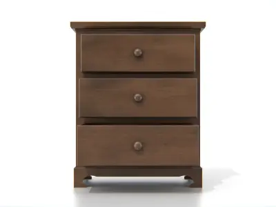 Vintage Wooden Nightstand Low-poly 3D model