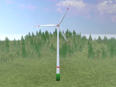 Wind turbine E1 H-160 RD 138 m Low-poly 3D model